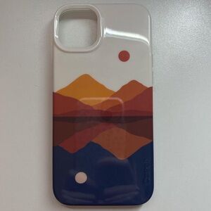 Apple Case with Abstract Mountain Design in Orange and Blue